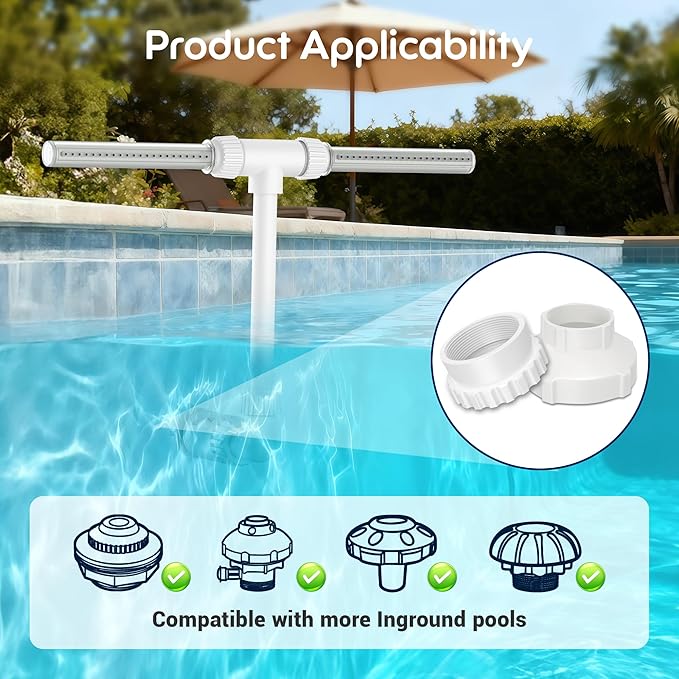 Pool Fountain for Inground Pools, Pool Sprinkler Fountain Upgraded Hydro-Powered Glow Adjustable Spray, Pool Waterfall Fountain Pool Accessories、Cooling & Relaxation