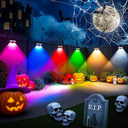 SOLPEX Solar Fence Lights Outdoor, 9 Fixed Colors ＆ Color Changing Fence Solar Lights Outdoor Waterproof IP65, LED Deck Lighting for Backyard Wall Step Patio Railing Pool Porch (8 Pack)