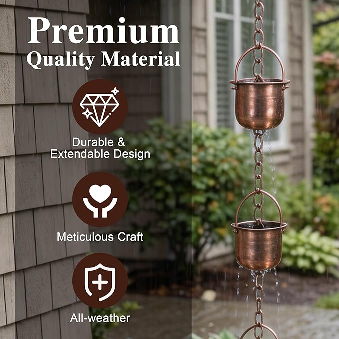TZSSP Rain Chains Decorative Rain Chain Bell, 8-1/2 Length, Pot