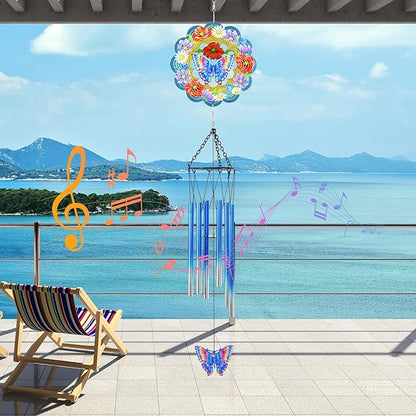 Butterfly Wind Chimes for Outside, 3D Wind Chimes with Wind Spinner, Outdoors Hanging Decor for Garden, Patio and Balcony, Gifts for Men, Women, Mom, Lovers