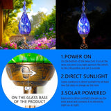 Solar Garden Lights Outdoor, Decorative LED Flame Garden Stakes, Hand Blown Glass and Outdoor Waterproof Glass Stakes (Dark Blue)
