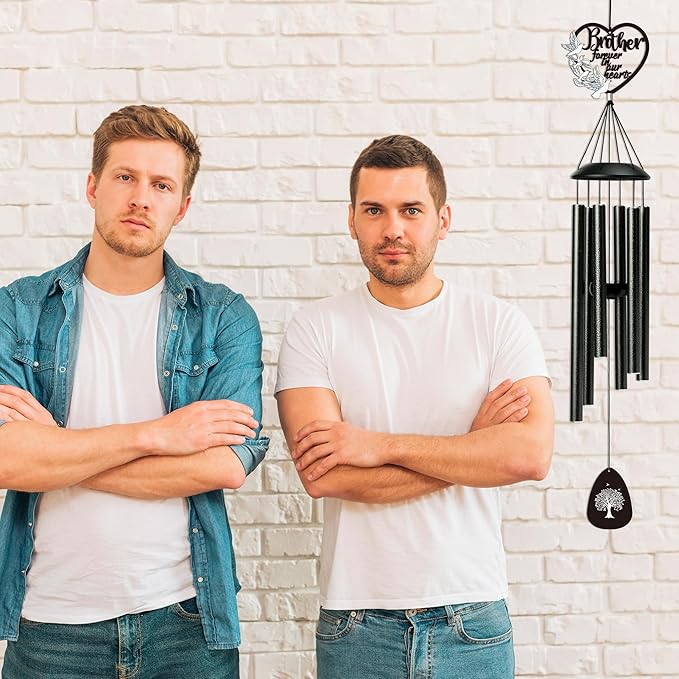 BUoonyer Brother Memorial Wind Chimes - Memorial Gifts for Loss of Brother, Remembrance Sympathy Gift, Loved Ones Boy Men Commemorative Bereavement Windchimes for Outdoor Outside Patio Decor