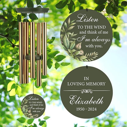 ASTARIN Personalized Memorial 30"/36" Wind Chimes for Loss of Loved One Mom Dad, Produced in USA Memorial Gifts for Sympathy Bereavement Remember, Deep Tone in Memory of Wind Chimes for Outside