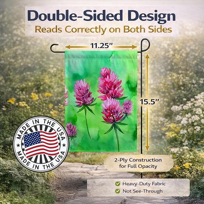 Caroline's Treasures Vermont Red Clover in Watercolor Garden Flag Mailbox Flag Decorative Yard Flag Banner Outside Patio Artwork Yard Flower Beds, Garden Size, Multicolor