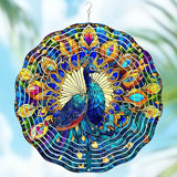 Wazzio Peacock Wind Spinners Outdoor, Peacock Gifts for Women Wife Mom Grandma, Hanging Wind Spinners for Christmas Thanksgiving, 12 inch Outdoor Indoor Hanging Ornament for Garden Porch Backyard