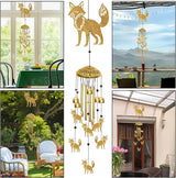 Fox Wind Chimes for Outside, Large Outdoor Metal Foxes Soothing Tones Memorial Windchime with S Hook Indoors Home Patio Garden Yard Decor, Unique Birthday Festival Housewarming Gifts for Women Men