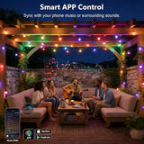 AHRLHR 150FT RGB+IC Outdoor String Lights,Outside Light Dimmable Shatterproof LED Bulbs,Balcony, Outdoor Living， IP67 Waterproof Chasing Effect Lighting DreamColor Patio Strip Lights for Backyard