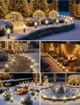 38FT LED Outdoor Christmas Pathway Lights,25 Warm White Extendable Waterproof Christmas Walkway Lights with C9 LED Bulbs and Stakes for Walkway Backyard Snowfield Xmas Decorations