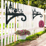 Hanging Plant Bracket Heavy Duty Iron Ornamental Gnome Silhouette Hanging Plant Hangers Outdoor 12 inch Hanging Basket Bracket Hook Wall Mounted for Flower Pot, Lantern, Bird Feeder, Wind Chimes