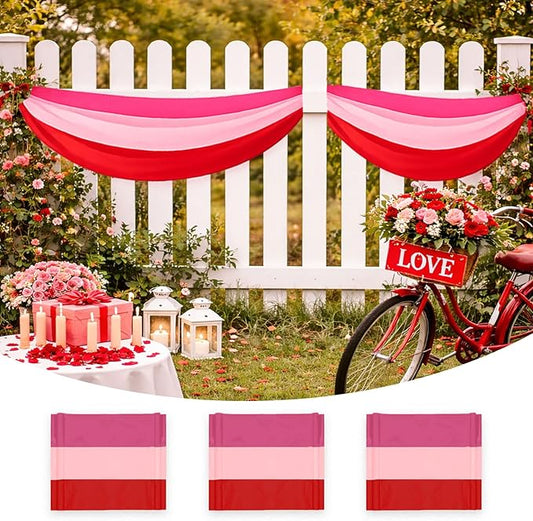 3Pack Valentines Bunting 2x20Ft Valentine’s Day Decorations Bunting Red Pink Stripe Banner Outdoor Garden Fence Porch Decor Engagement Party Anniversary/Wedding Décor
