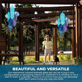 Sensory4u Stained Glass Suncatchers Window Hanging Wall Art Element Earth Tones Modern Design Home Decor Or Garden Suncatcher (Blue)