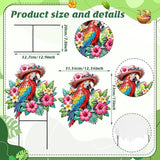 Amyhill Summer Outdoor Decor Tropical Parrot Metal Garden Stakes 25 Inch Jungle Leaves Floral Welcome Yard Signs Decorations Decorative Garden Stakes for Patio Lawn Walkway Backyard Porch Decorations