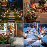 Solar Fairy Garden Stakes - Metal Whimsical Yard Art Decor, Warm LED Lights Waterproof Outdoor Decorative Stakes for Path Patio, Perfect Fairy Gift for Women/Mom(Twin Fairies)