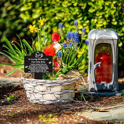 Roowest Cemetery Grave Decorations Acrylic Memorial Stakes Grave Stake Markers Sympathy Garden Plaque Waterproof Remembrance Sympathy Gift for Cemetery Graveside Outdoors Yard(Baby)