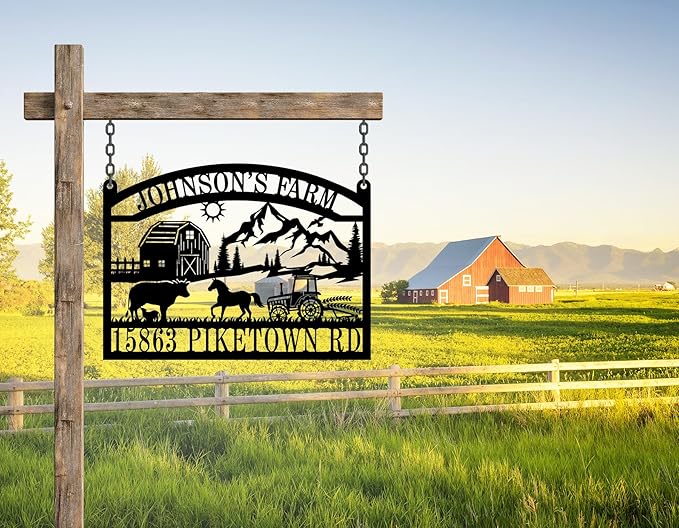 Custom Metal Ranch Sign, Outdoor Ranch Sign, Metal Hanging Farm Signs,Custom Farm Sign,Personalized Metal Farm and Ranch Signs, Custom Outdoor Hanging Sign for Farmhouse Decor and Gifts