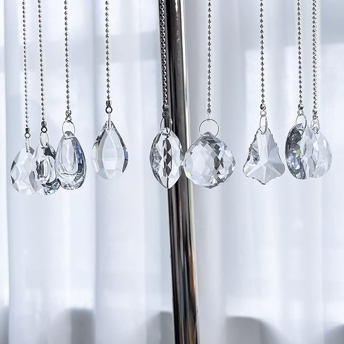 KANPURA Pack of 10 Clear Crystal Suncatcher Chandelier Lamp Lighting Drops Pendants,Hanging Glass Ball Prisms Window Home Christmas Tree Decor