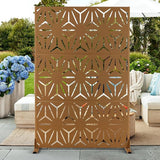 72" H×47" W Metal Privacy Screen Outdoor Privacy Screen Freestanding, Outdoor Privacy Screens and Panels for Patio Lawn Deck(Consists of 3 Panels)