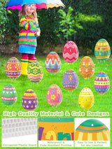 12Pcs Easter Yard Signs Outdoor Decorations Pastel Easter Egg shaped Yard Sign with Stakes Colorful Eggs Yard Signs for Garden Lawn Home Party Supplies(12 Pcs Eggs)