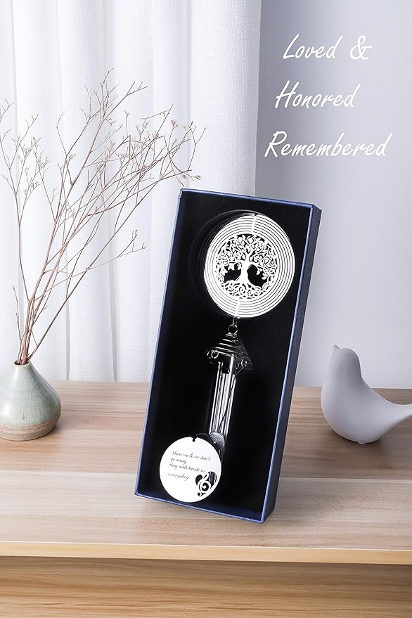 Sympathy Memorial Wind Chimes with Tree of Life Wind Spinner for Loss of Loved One - Ideal Bereavement/Condolence/Sorry for Your Loss Gifts