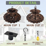 Fountain Rain Chain for Gutters – Large & Small Cup Designed Rain Chains, Customizable DIY Layout, Rust-Resistant Coated Metal Downspout Alternative for Garden, Patio & Outdoor Décor (8.5 FT)