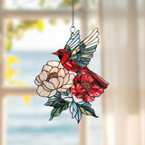 Cardinal Acrylic Suncatcher, Boho Suncatchers for Window Hanging Ornament, Stained Glass Effect Indoor Outdoor Garden Decor for Memorial, Gifts for Mother's Day, Mom, Grandma, Wife, Women