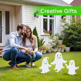 WACLSTDAY Halloween Decorations Ghost Metal Garden Stakes Decor for Outside Gifts for Women/Men,White Silhouette Statues Outdoor for Yard Art, Lawn, Backyard, Pathway, Patio Decorative Easter