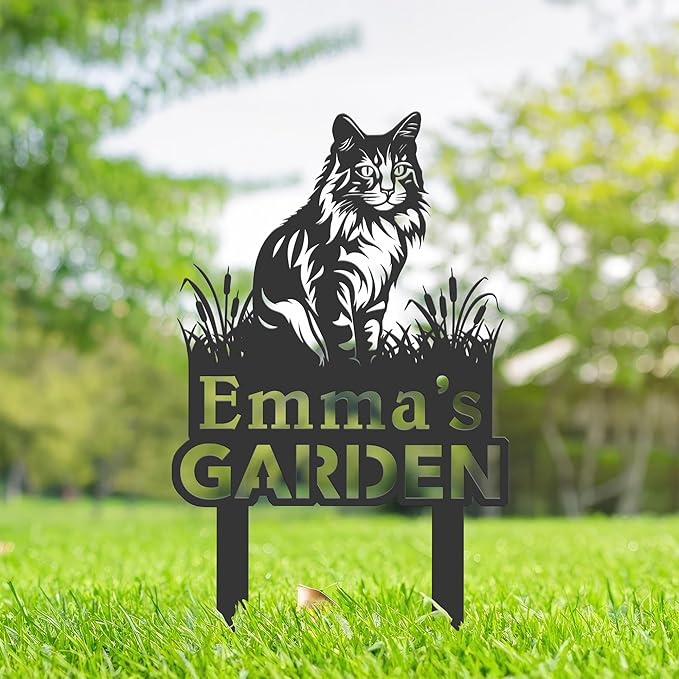 Personalized Cute Cat Kitten Metal Garden Sign,Custom Yard Sign With Stake,Outdoor Garden Décor,Pet Cat Lawn Garden Decorated Statue,Cat Sympathy Yard Metal Sign,Cat Lover Gifts Kailyard Plaque.