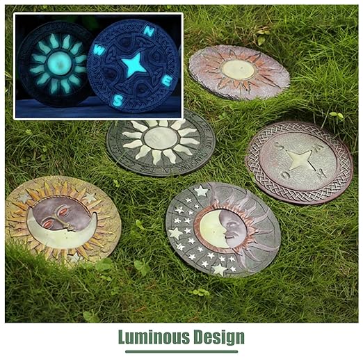 Luminous Garden Stepping Stone, Retro Style Outdoor Backyards Pathway Décor Step Stones, Weatherproof Garden Landscaping Decorative Stone (Size : 1 Pack)