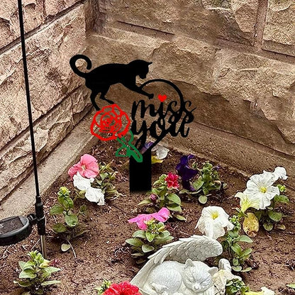 Oooct Cat Memorial Stake, Metal Grave Marker, Pets Headstone Sign, Remembrance Gift for Cat Lovers, Black