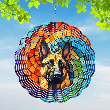 German Shepherd Yard and Garden Wind Spinner, Unique 3D Hanging German Shepherd Wind Spinner