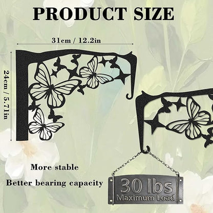 Black Metal Butterfly Plant Wall Hanger Hook for Outdoor Indoor, Hanger Bracket for Blasket Pot Staghorn Fern Bird Feeder Wind Chime, Butterfly Decor for Wall Window Patio Porch Garden Home