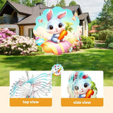 MXJSUA Easter Wind Spinners for Indoor Outdoor Garden Decoration, 12 Inch Bunny Stainless Steel Hanging Wind Spinners Ornaments Crafts for Gifts