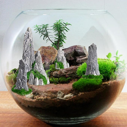 NUOBESTY 8pcs Mini Rockery Statue Resin Bonsai Landscaping Rockery Decor Desktop Micro Landscape Ornament for Garden Terrarium Decoration