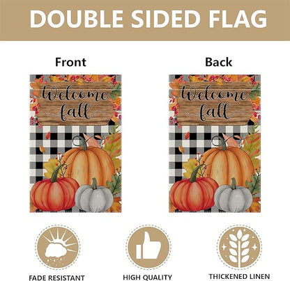 Garden Flags, Garden Flag, Stained Glass Style Pumpkin Maple Leaf Double-Sided Flags for Farmhouse Yard Outdoor Decoration-12 x 18inch (Pumpki6)
