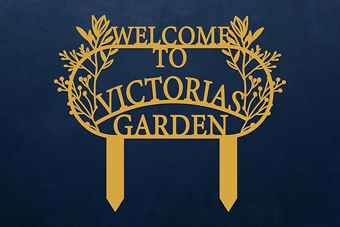 Personalized Metal Garden Sign with Stake, Custom Garden Decor for Outdoor, Custom Family Name Sign, Patio Decorations, Lawn Art, Farmhouse Decorative, Housewarming Gift (CstmDesign3)