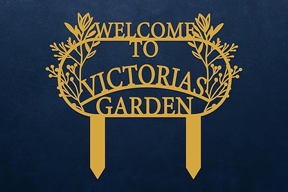 Personalized Metal Garden Sign with Stake, Custom Garden Decor for Outdoor, Custom Family Name Sign, Patio Decorations, Lawn Art, Farmhouse Decorative, Housewarming Gift (CstmDesign3)