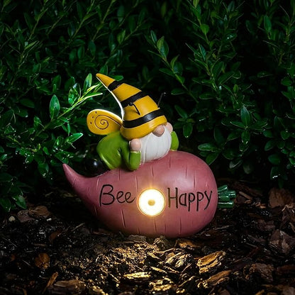 Garden Gnomes Outdoor, Solar Gnome Garden Statue & Fairy Garden Accessories, Funny Garden Gnome Yard Ornaments & Lawn Statues, Resin Decor Gnomes Gifts for Women Mom