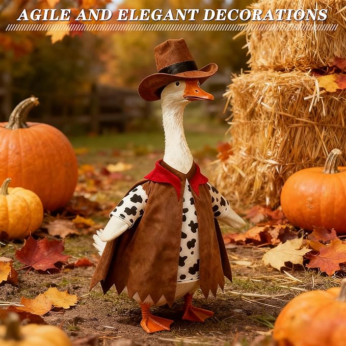 Independence Day Style Cute Outfit for 23-Inch Cement Goose – Outdoor Garden Yard Porch Decor