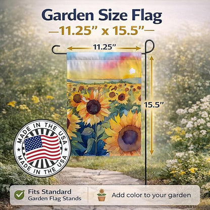 Caroline's Treasures Kansas Sunflowers in Watercolor Garden Flag Mailbox Flag Decorative Yard Flag Banner Outside Patio Artwork Yard Flower Beds, Garden Size, Multicolor