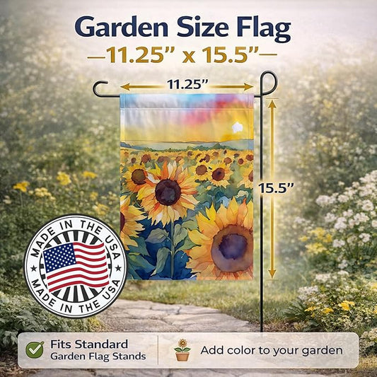 Caroline's Treasures Kansas Sunflowers in Watercolor Garden Flag Mailbox Flag Decorative Yard Flag Banner Outside Patio Artwork Yard Flower Beds, Garden Size, Multicolor