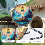 Rngmsi Stained Glass Window Hanging, 7.8″ Pauyadu Lighthouse Sun Catchers with Hook Indoor Window Decor, Decorative Suncatchers Hanging Ornaments Home Garden Art Gift for Housewarming