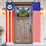 BlissYard 4th of July Decorations 2Pcs Patriotic Decor Door Banner American Flag Banner USA Independence Banners Hanging Porch Signs for Memorial Day Veterans Day Labor Days for Yard Indoor Outdoor Supplies
