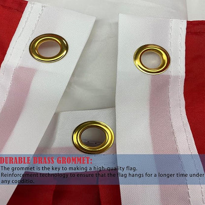 Bunting Flags Outdoor 1.5x3 Embroidery - Sturdy July 4th Decor Thick and Well Sewn - American Flag Bunting Heavy Duty Polyester Super Durable 2 Row Stitched Edge Canvas Head with 3 Brass Grommets
