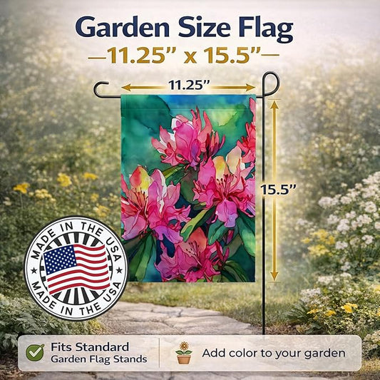 Caroline's Treasures West Virginia Rhododendrons in Watercolor Garden Flag Mailbox Flag Decorative Yard Flag Banner Outside Patio Artwork Yard Flower Beds, Garden Size, Multicolor