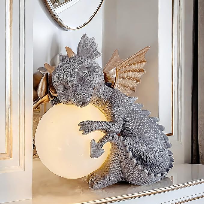 8.7" Solar Dragon Garden Statue,LED Figurine Light,Resin Outdoor Sculpture,Solar Patio Accent Decor,Night Garden Light Statue,Powered Sculpture Yard Art,Landscape Decor,Path Light Ornament