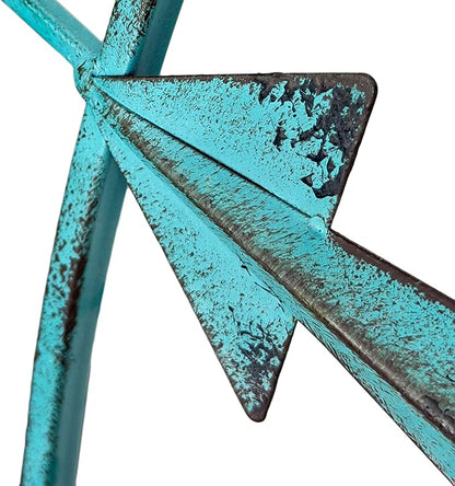 Zeckos 39 Inch Aqua Metal Compass Rose Wall Decor, Large Distressed Nautical Wind Rose Wall Sculpture with Keyhole Hanger for Coastal Entryway, Living Room, Bedroom or Covered Patio
