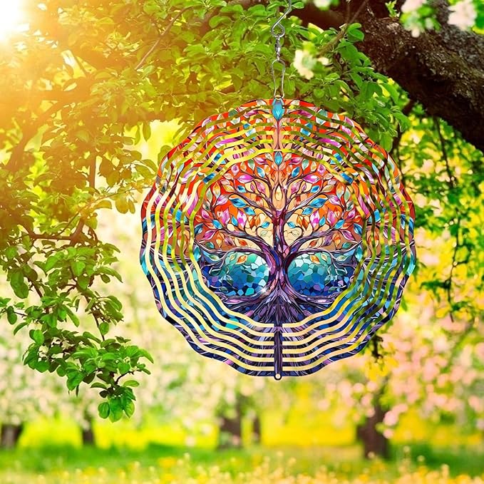 TIANCENTRAL H Tree of Life Wind Spinner,Tree of Life Wind Spinners 3D Frosted Hanging for Yard, Unique Gift Wind Spinner,3D Hanging Wind Sculptures for Garden Outdoor