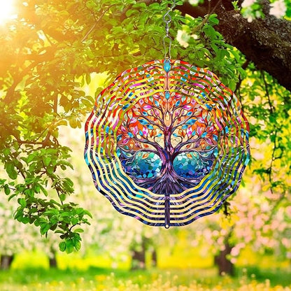 TIANCENTRAL H Tree of Life Wind Spinner,Tree of Life Wind Spinners 3D Frosted Hanging for Yard, Unique Gift Wind Spinner,3D Hanging Wind Sculptures for Garden Outdoor