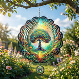 Tree of Life Wind Spinners Outdoor, 12In Stainless Steel Wind Spinners Outside, 3D Kinetic Hanging Sculpture, Rustproof Metal Garden Decor Ornaments for Yard Art, Women, Men, Holidays