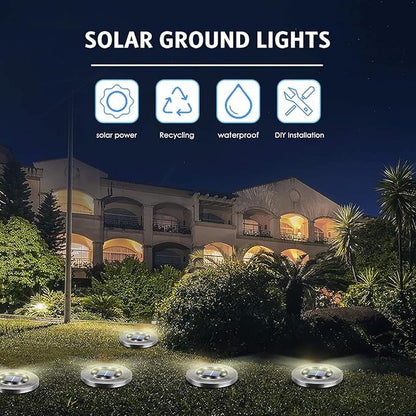 OULONGER Solar Lights Outdoor Waterproof, 12 Pack Solar Ground Lights with Large Capacity Battery, High Efficiency Solar Powered Lights for Outdoor Garden, Patio, Pathway and Yard (Warm Light)